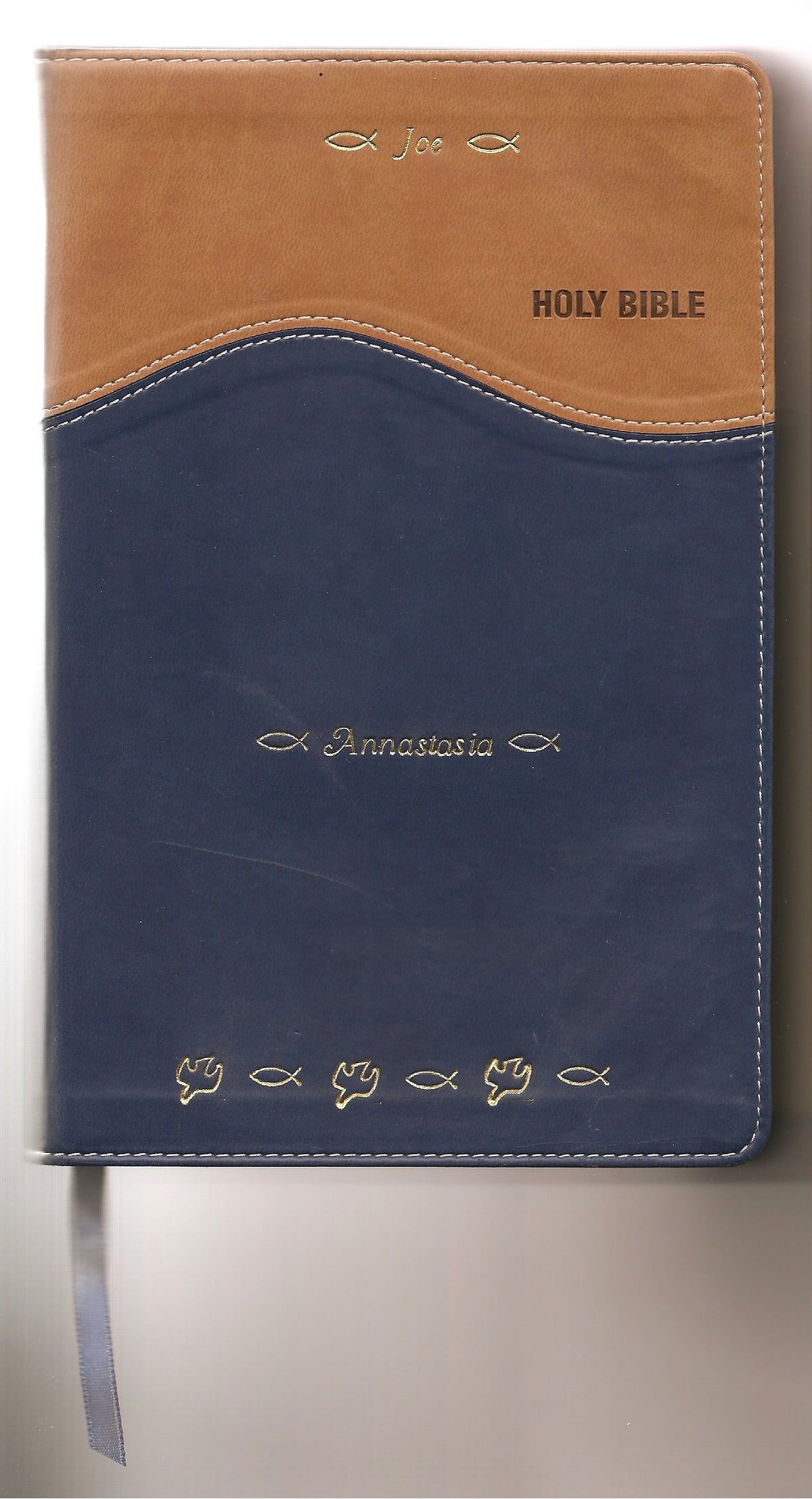 NIV, Gift Bible, Leathersoft, Tan/Blue, Red Letter Edition