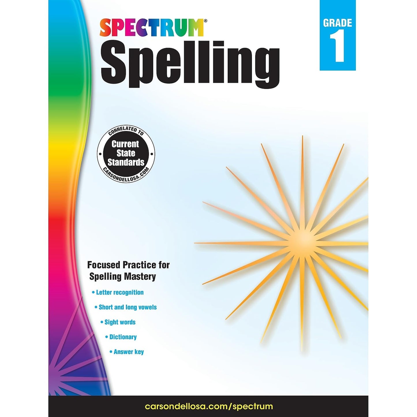 Spectrum Grade 1 Spelling Workbook, Sight Words, Dictionary Skills, Vowels, Alphabet Letter Recognition, Vocabulary, Grammar, and More, Language Arts Classroom or Homeschool Curriculum
