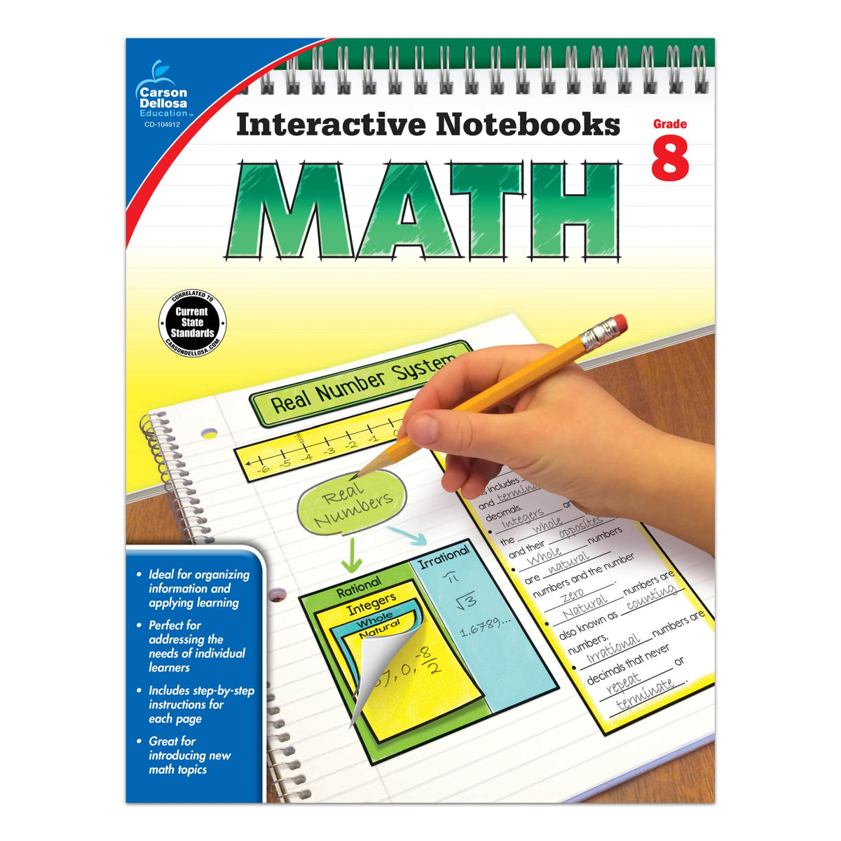 Carson Dellosa Math, Grade 8 Resource Book (Interactive Notebooks)
