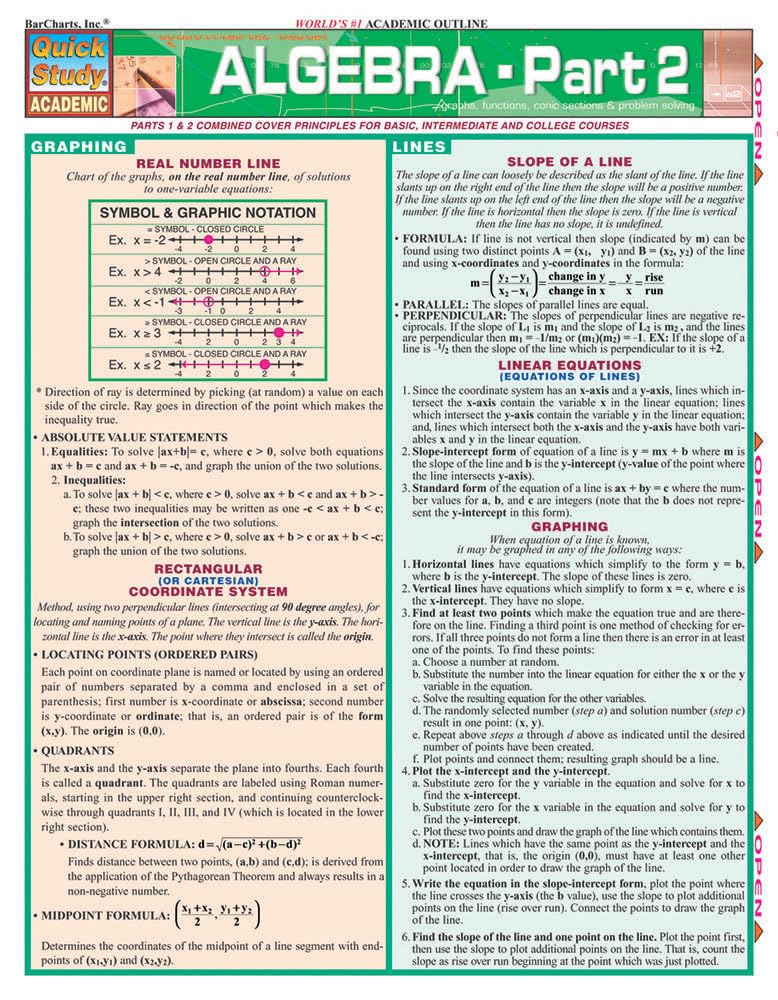 Algebra, Part 2 (Quick Study)