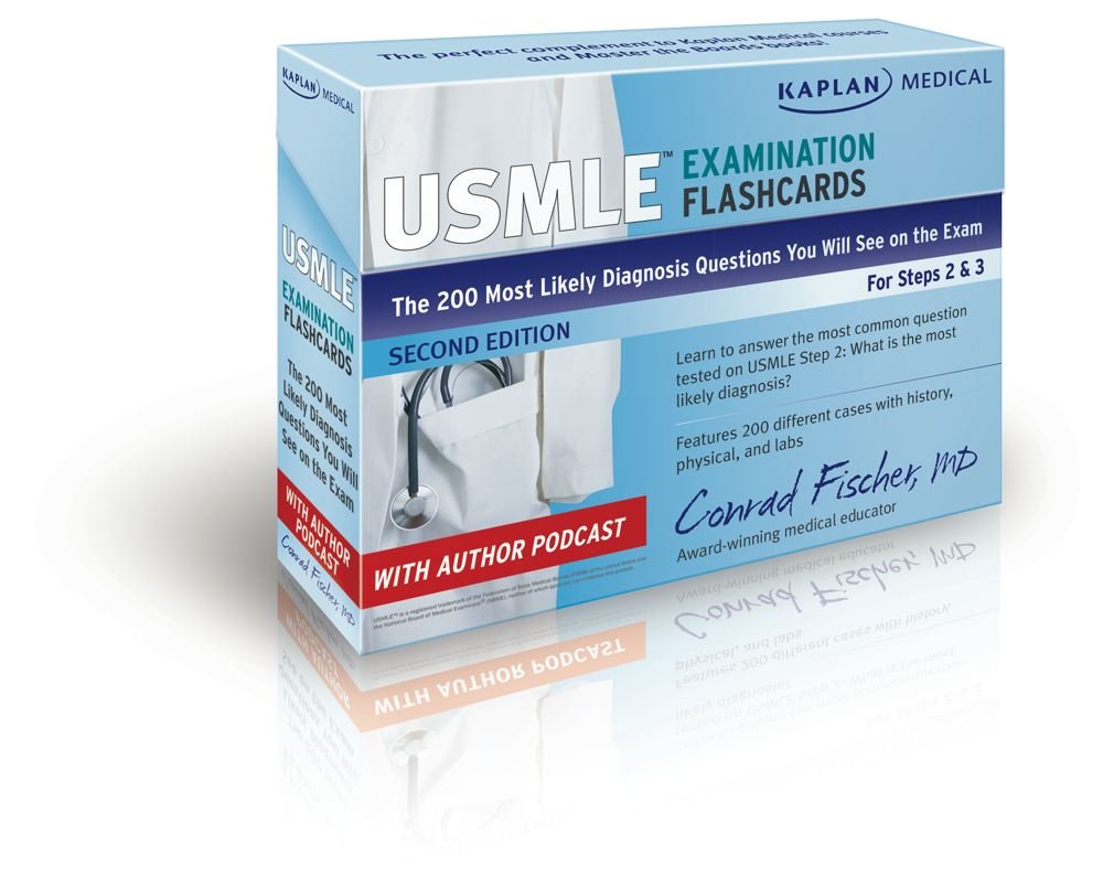 Kaplan Medical USMLE Examination Flashcards: The 200 "Most Likely Diagnosis" Questions You Will See on the Exam for Steps 2 & 3 (USMLE Prep)