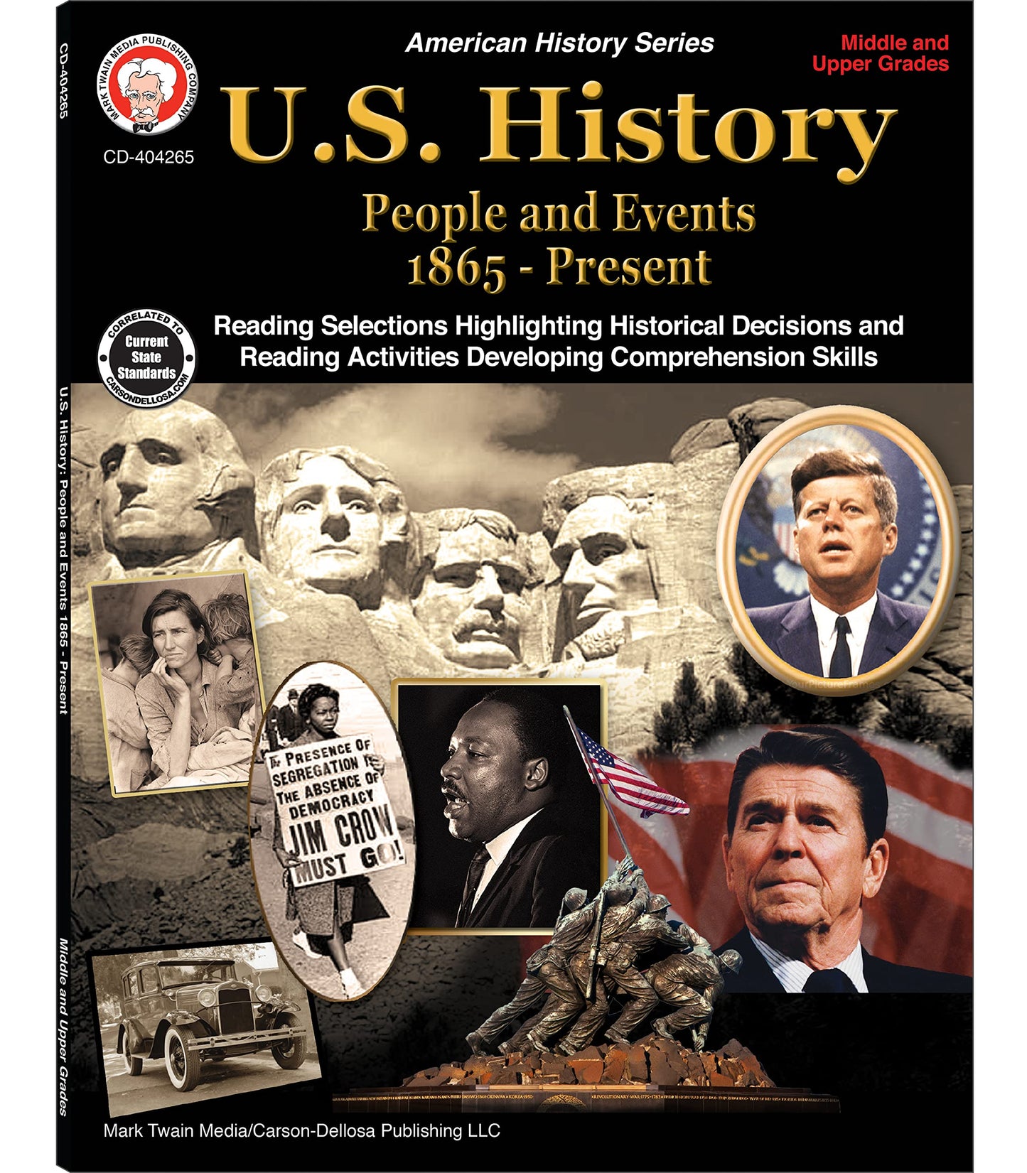 Mark Twain US History Workbook, Middle School Books Covering People and Events 1865 to Present Day, Social Studies Classroom and Homeschool Curriculum