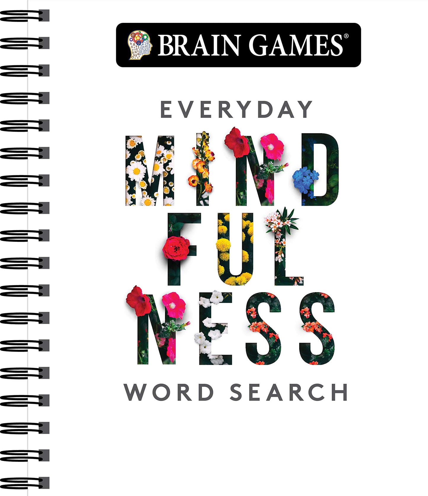 Brain Games - Everyday Mindfulness Word Search (White): Adult Puzzle Book for Stress Relief & Relaxation | Spiral Bound with Answer Key | Gift for Her & Teens | 192 Pages