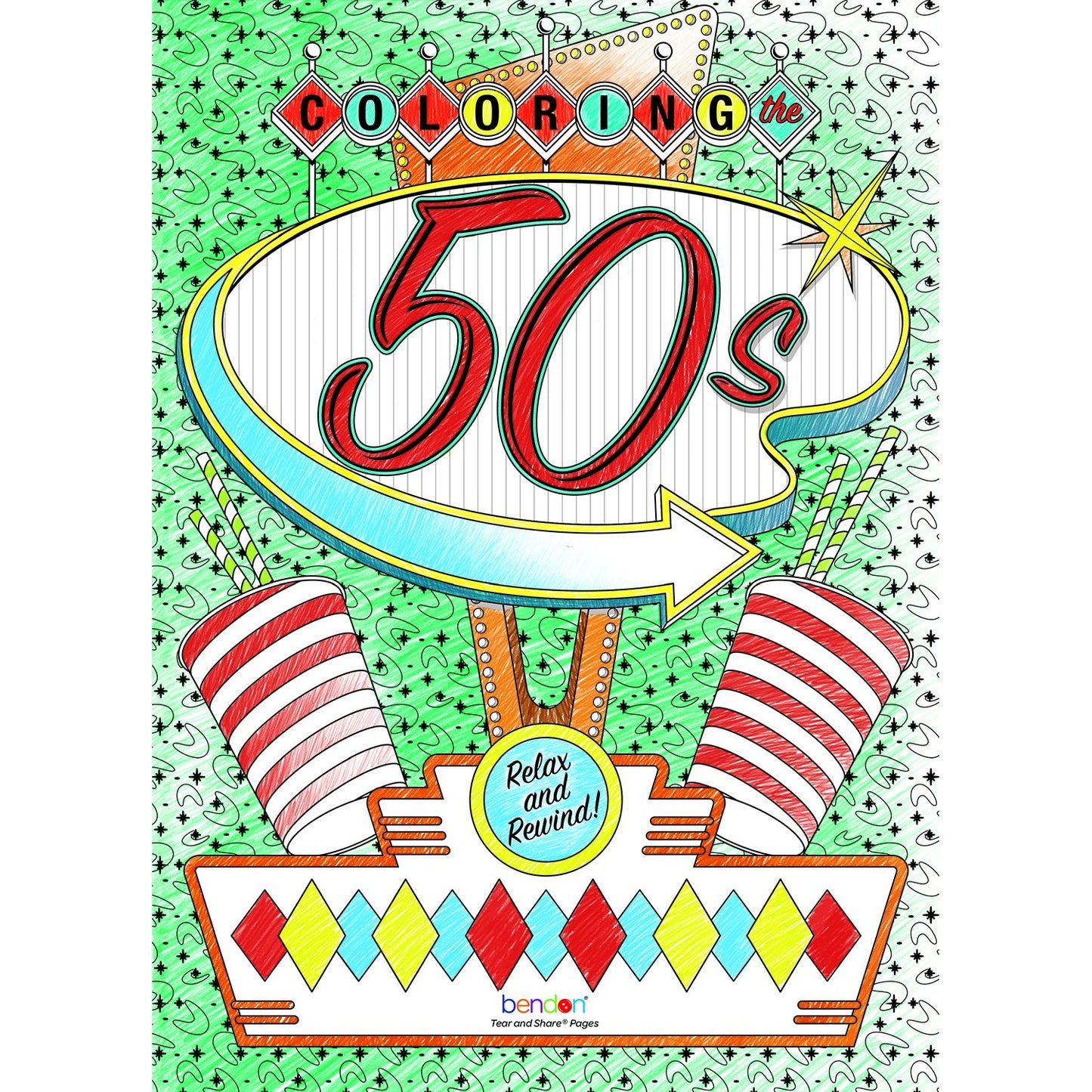 Bendon 12335 The 50's Advanced Coloring Book - 7700