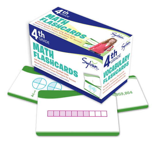 4th Grade Math Flashcards: 240 Flashcards for Improving Math Skills (Place Value, Comparing Numbers, Rounding Numbers, Fractions, Decimals, Measurements, Geometry) (Sylvan Math Flashcards) - 9744