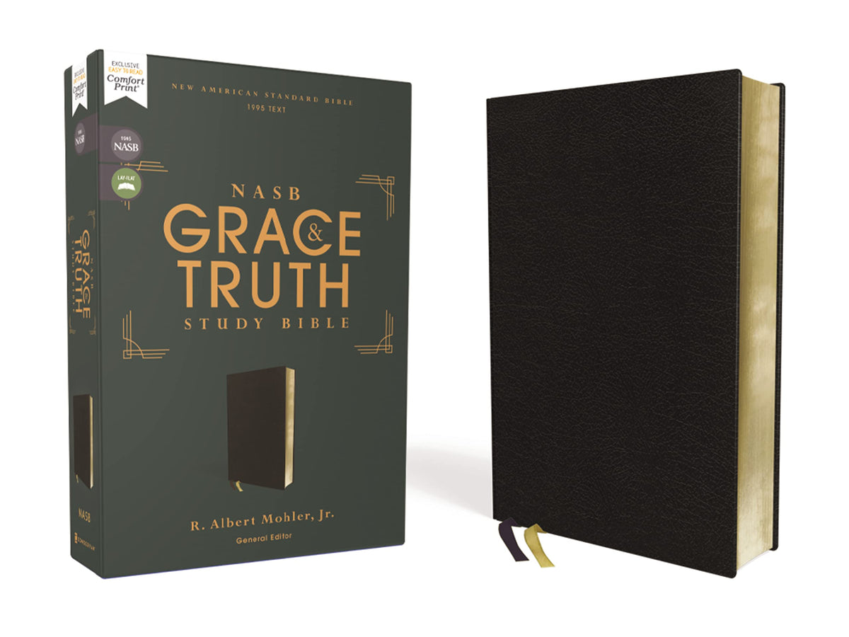 NASB, The Grace and Truth Study Bible (Trustworthy and Practical Insights), Bonded Leather, Black, Red Letter, 1995 Text, Comfort Print