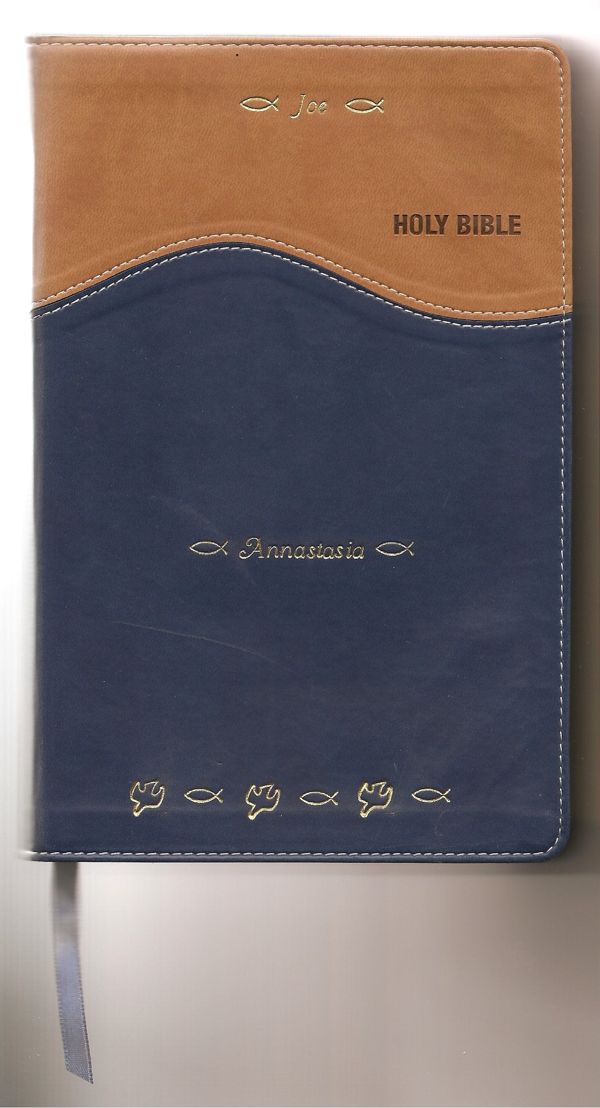 NIV, Gift Bible, Leathersoft, Tan/Blue, Red Letter Edition