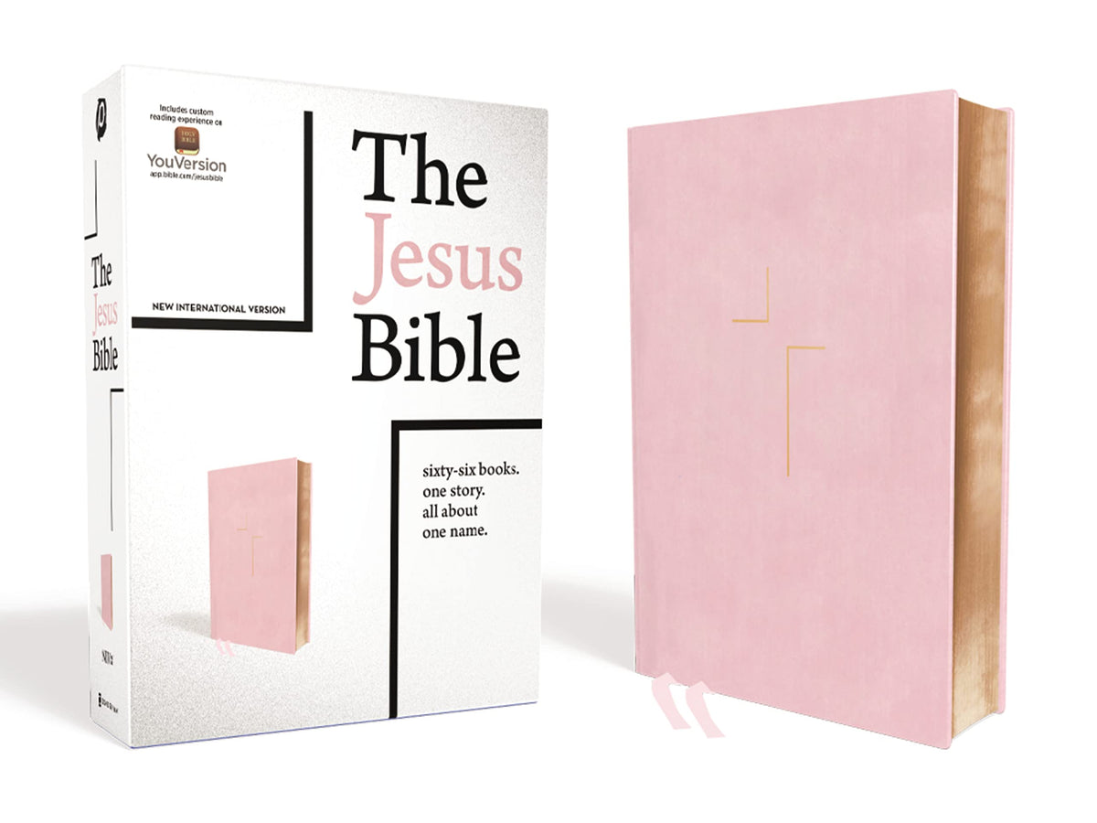 The Jesus Bible, NIV Edition, Leathersoft over Board, Pink, Comfort Print: Sixty-Six Books. One Story. All About One Name.