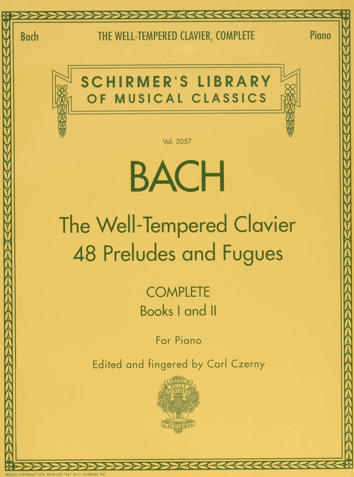 J.S. Bach The Well-Tempered Clavier Complete Books 1 and 2 | 48 Preludes and Fugues for Piano | Schirmer Library Volume 2057 | Advanced Classical Piano Sheet Music for Study and Performance