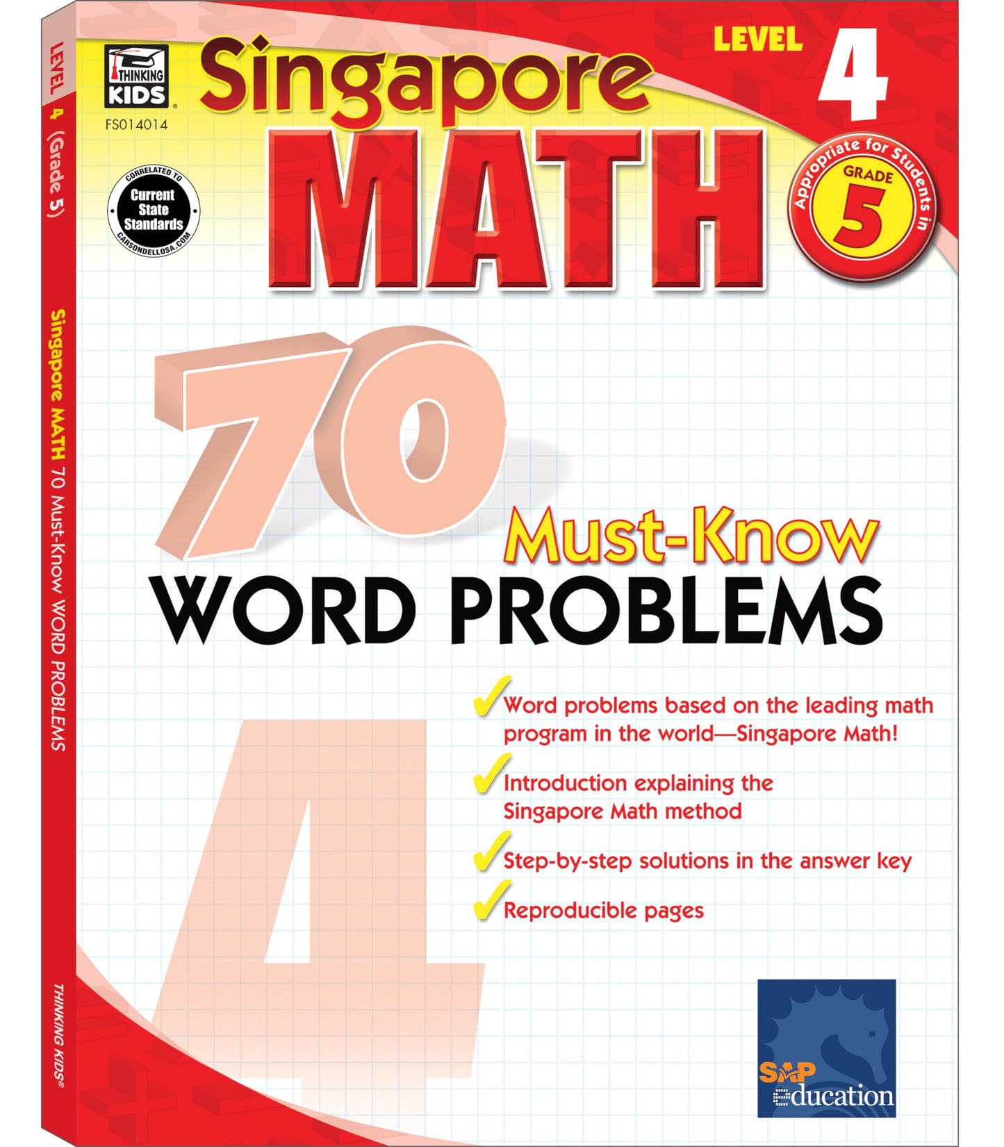 Singapore Math – 70 Must-Know Word Problems Workbook for 5th Grade Math, Paperback, Ages 10–11 with Answer Key