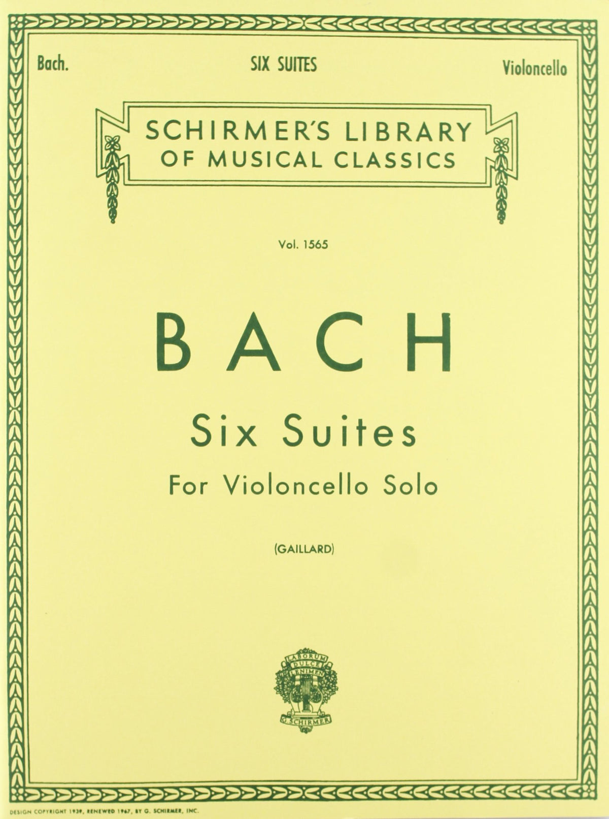 6 Suites for Violoncello Solo - Bach Cello Suites Book: Schirmer Library of Classics Volume 1565 (Schirmer's Library of Musical Classics)