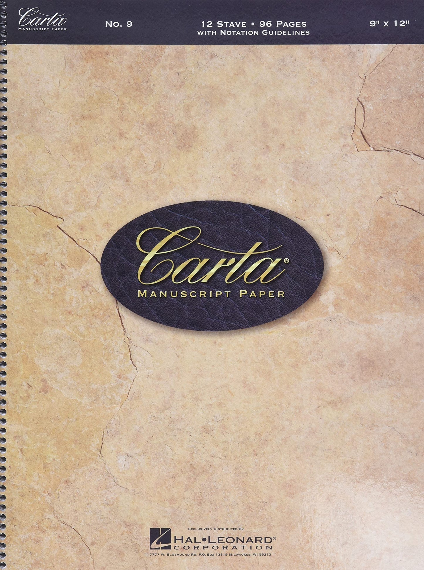 Carta Manuscript Paper No. 9 | 96 Page Spiral Bound Staff Paper Book | 12 Stave Music Notation Pad with Guide | Blank Sheet Music Workbook for Composers and Students