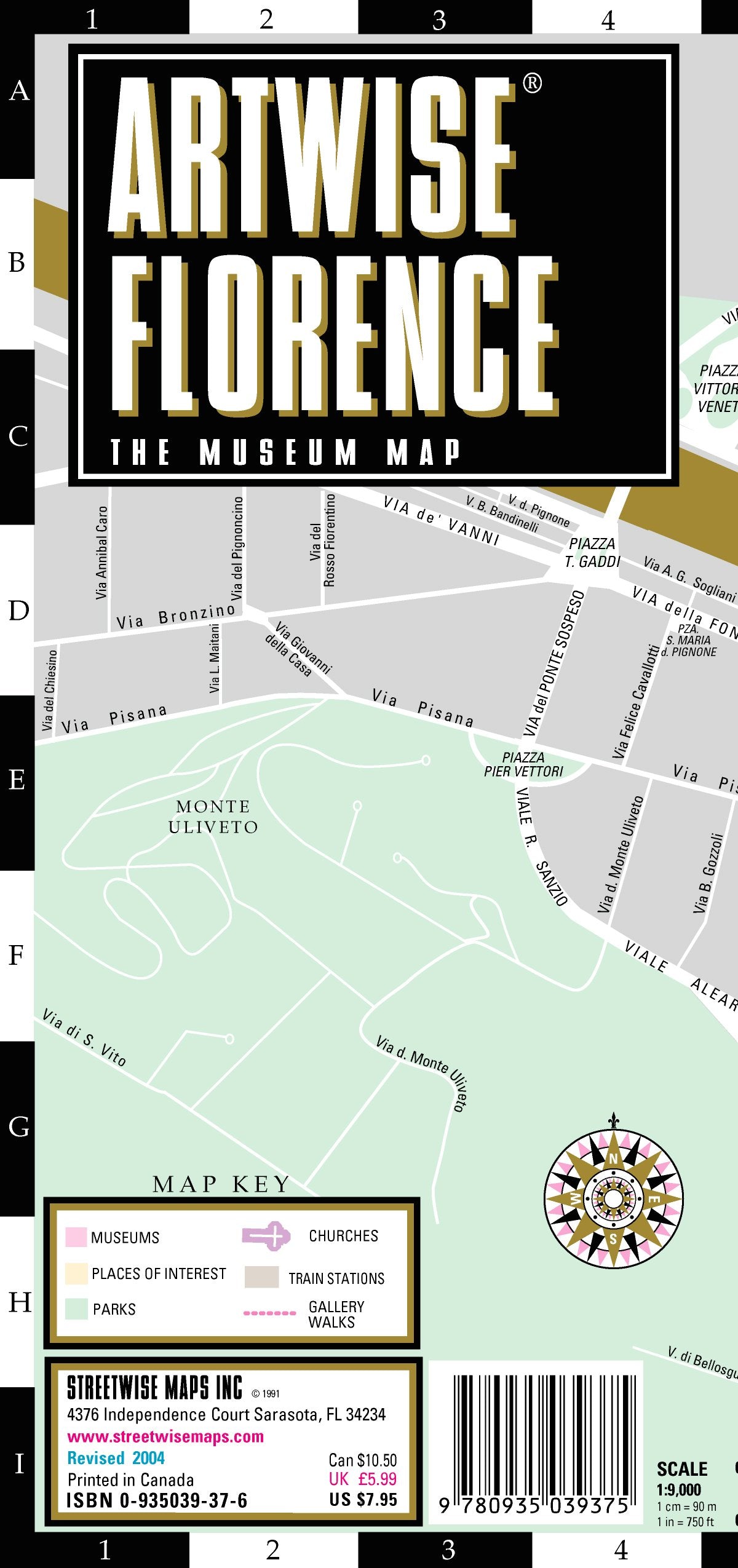 Artwise Florence Museum Map - Laminated Museum Map of Florence, Italy