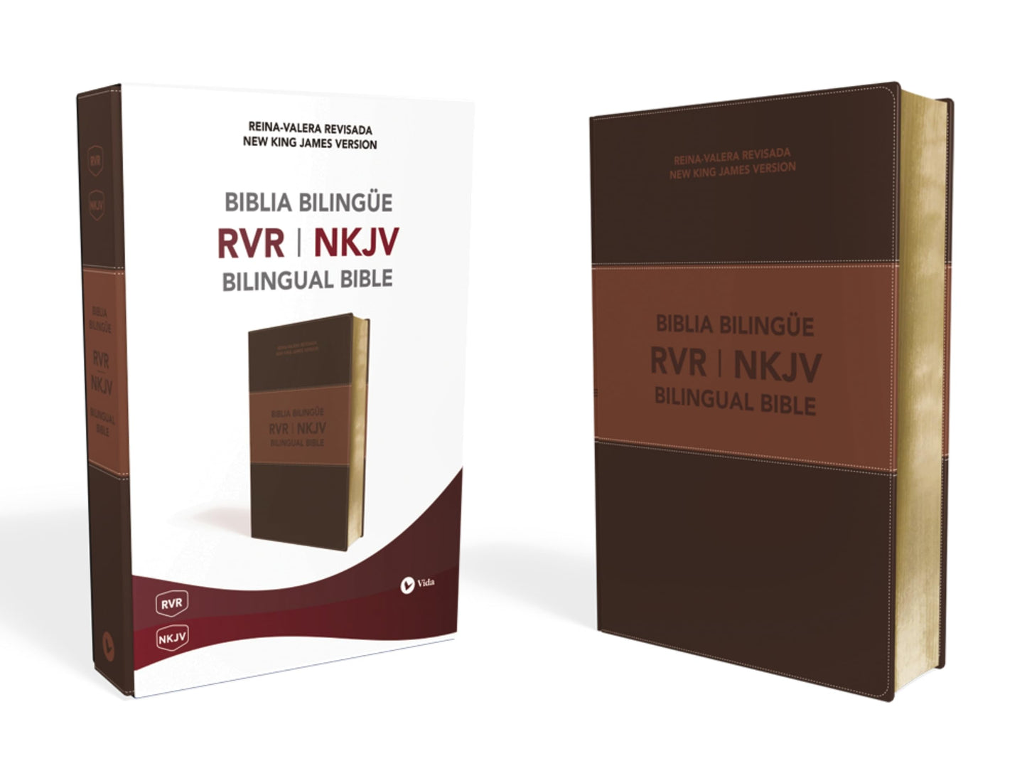 NKJV/RVR, Bilingual Bible, Leathersoft, Brown / NKJV/RVR Biblia Bilingüe, Leathersoft, Café (Spanish Edition)