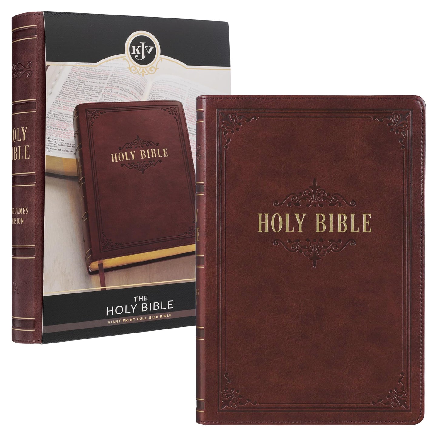 KJV Holy Bible, Giant Print Full-size Faux Leather Red Letter Edition - Thumb Index & Ribbon Marker, King James Version, Burgundy (KJV Full Size GP Editions)