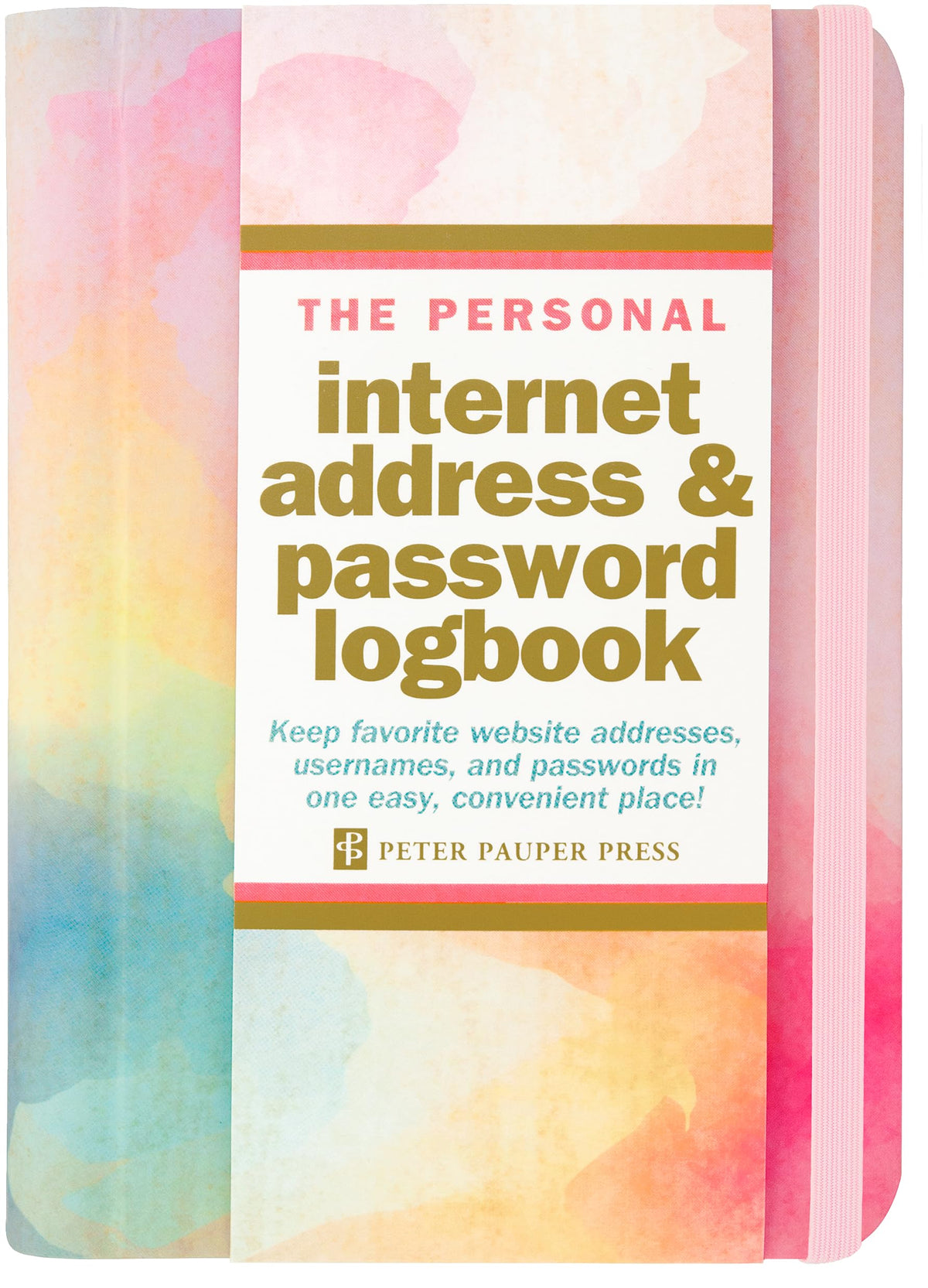Watercolor Sunset Internet Address & Password Logbook (removable cover band for security)