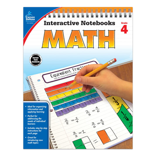 Carson Dellosa | Math Interactive Notebook | 4th Grade, 96pgs