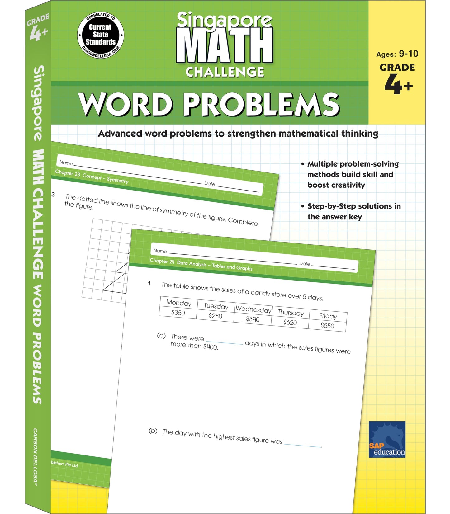 Singapore Math Challenge Word Problems 4th Grade Math Workbooks, Singapore Math Grade 4 and Up, Equations, Area, Decimals, and Fractions Workbook, 4th Grade Math Classroom or Homeschool Curriculum (Volume 3)