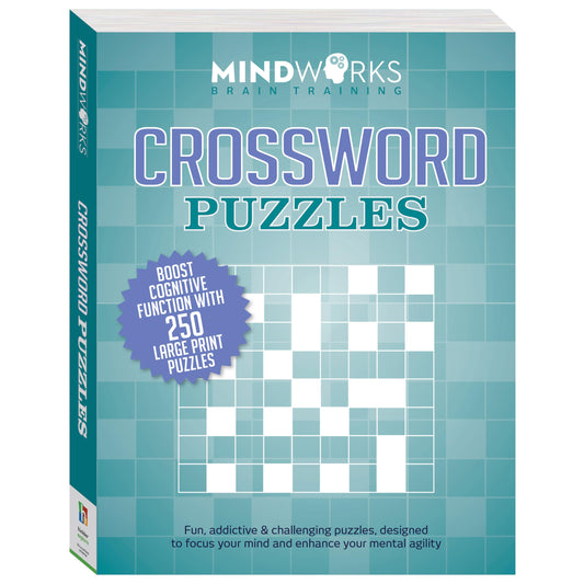 Mindworks: Crossword Puzzles - Puzzle Book for Adults, Brain Training, Travel Entertainment, Ranging Easy to Difficult, 250 Large Print Puzzles - 7281