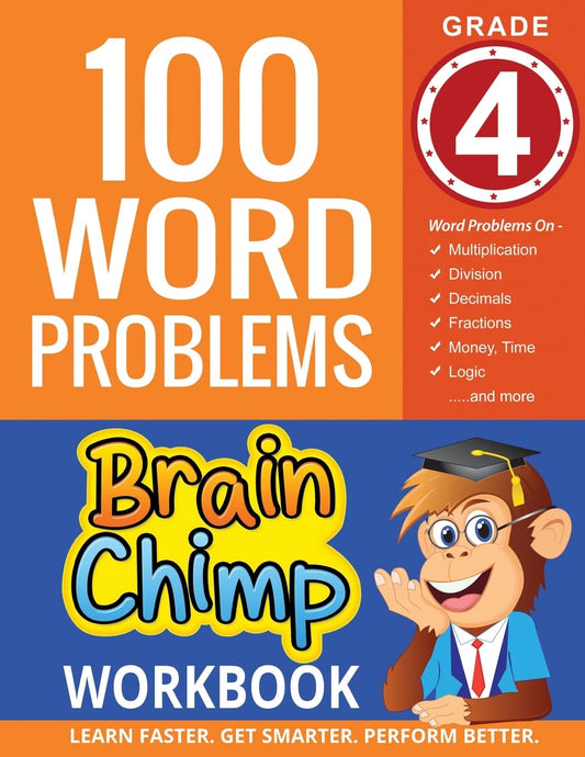 100 Word Problems : Grade 4 Math Workbook - 6545