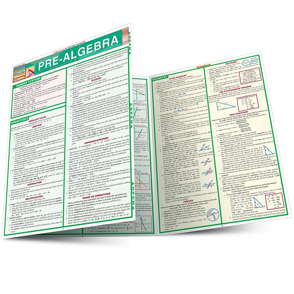 Pre-Algebra: QuickStudy Laminated Reference Guide (QuickStudy Academic)