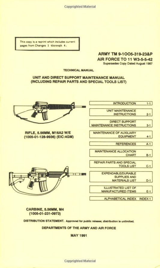 U.S. Army M16A2 and M4 Carbine 5.56mm, Rifle Technical Manual - 5330