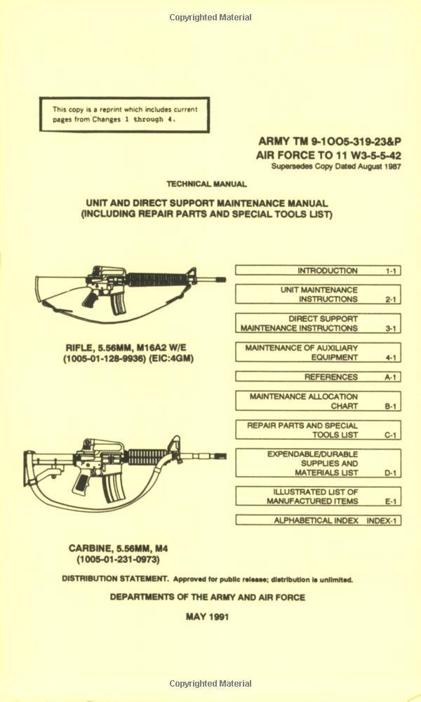 U.S. Army M16A2 and M4 Carbine 5.56mm, Rifle Technical Manual