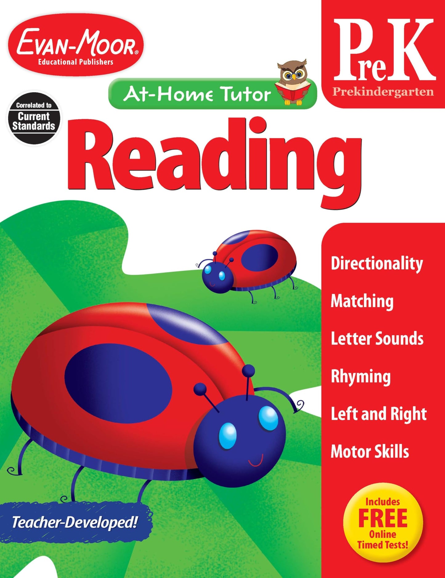 Evan-Moor Reading and Phonics Skills, Preschool Workbook: At-Home Tutor, Alphabet, Beginning Sounds, Tracing, Matching, Drawing, Sequencing, Pre-Writing