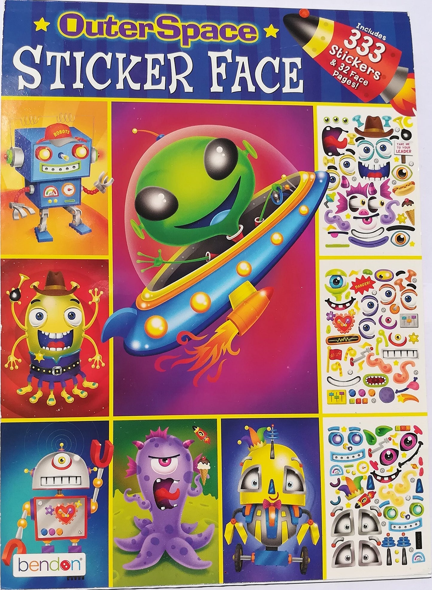 Bendon Outer Space Sticker Face 333 Stickers & 32 Face Pages. Sticker Book. Create Your own Faces