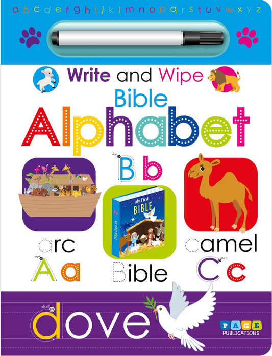 Bible Alphabet Write & Wipe Activity Kids Books - Childrens Books, Toddler Books - 4130