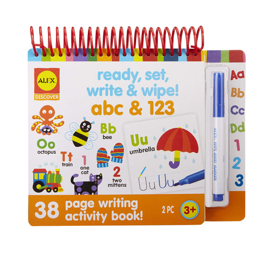 Alex Little Hands Ready Set Write and Wipe! ABC and 123 Kids Toddler Art and Craft Activity, Page Writing Activity Book, Learn ABC and Numbers, Practice Over and Over, For Ages 2 and up - 4988