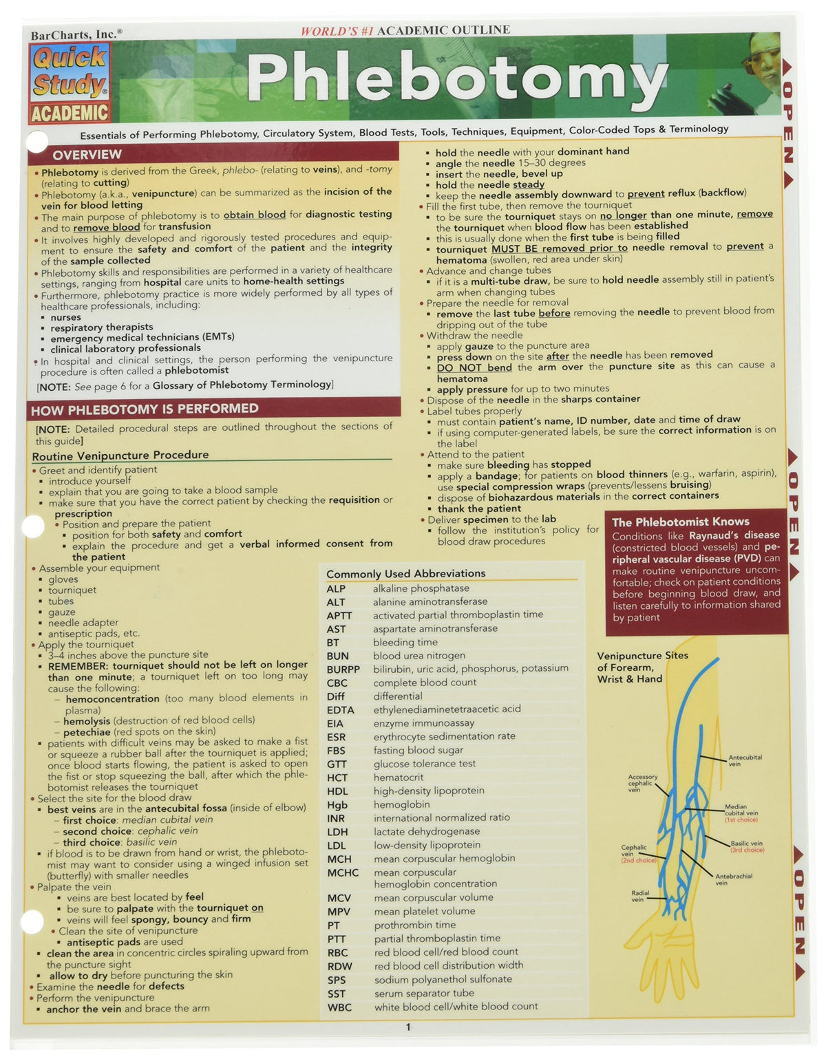 Bar Charts Phlebotomy Guide Med/Health