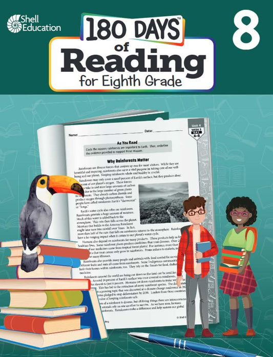 180 Days™: Reading for 8th Grade Practice Workbook for Classroom and Home, Cool and Fun Practice Created by Teachers (180 Days of Practice) - 3726