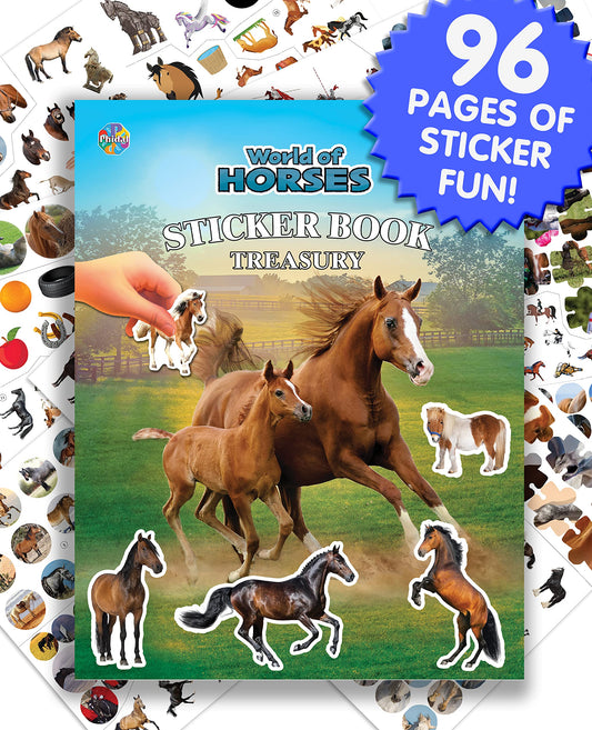 Phidal World of Horses Sticker Book Treasury - Activity Books for kids, 350 reusable stickers, 96 pages of fun - 4096