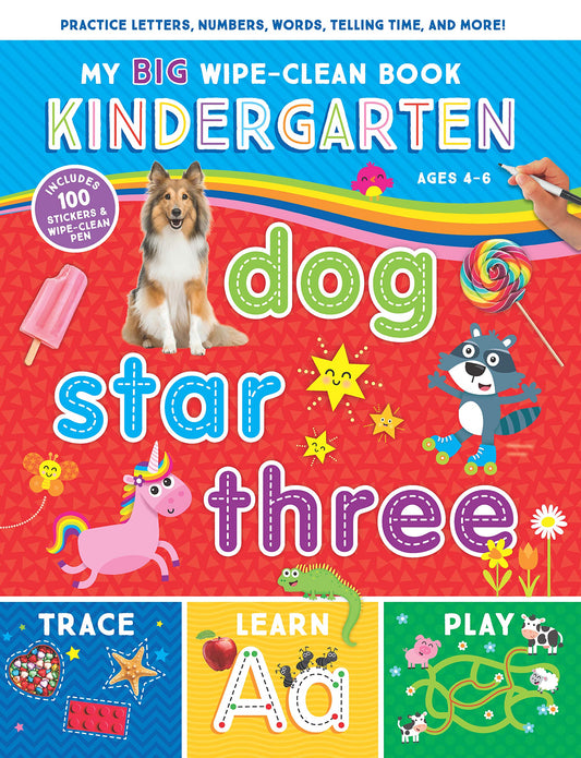 My Big Wipe-Clean Book: Kindergarten-Practice ABCs, 123s, Colors, Shapes and More-Includes 100 Stickers - 1927